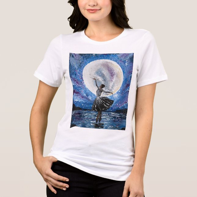 Handmade artwork- dancing with the moon  Tri-Blend shirt (Front)