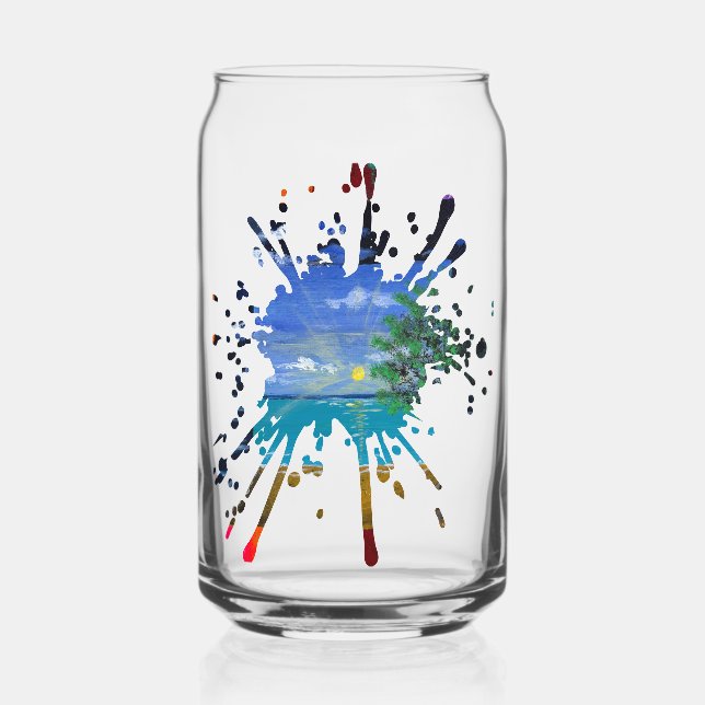 Handmade artwork - Day and Night  Can Glass (Back)