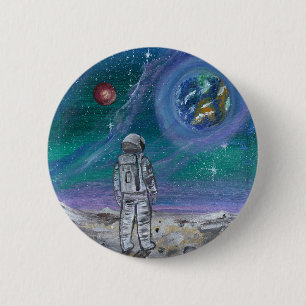 Handmade artwork- Earth view 6 Cm Round Badge