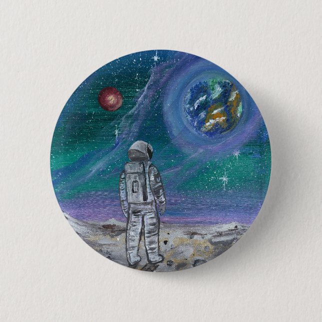 Handmade artwork- Earth view  6 Cm Round Badge (Front)