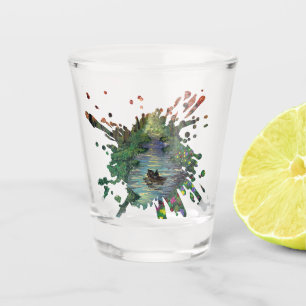 Handmade artwork - Orang trees Shot Glass