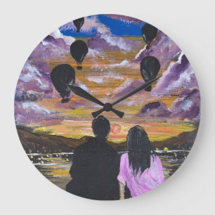 Handmade Artwork – Sunset Together Large Clock