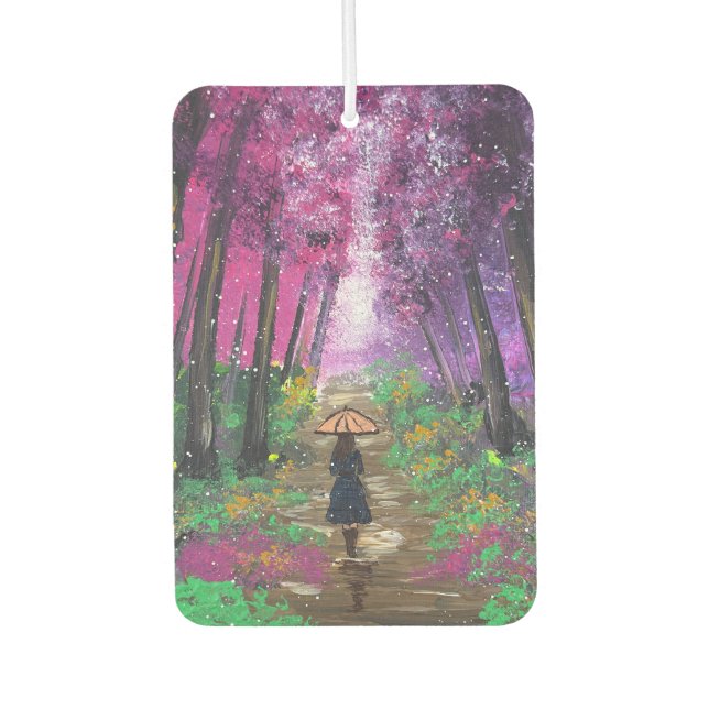 Handmade artwork-Walking alone  Car Air Freshener (Front)