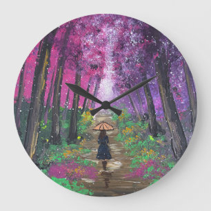 Handmade artwork-walking alone large clock
