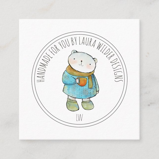 Handmade Baby Clothing Maker Online Shop Square Business Card (Front)