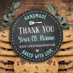 Handmade Baked with Love Thank You Classic Round S Sticker