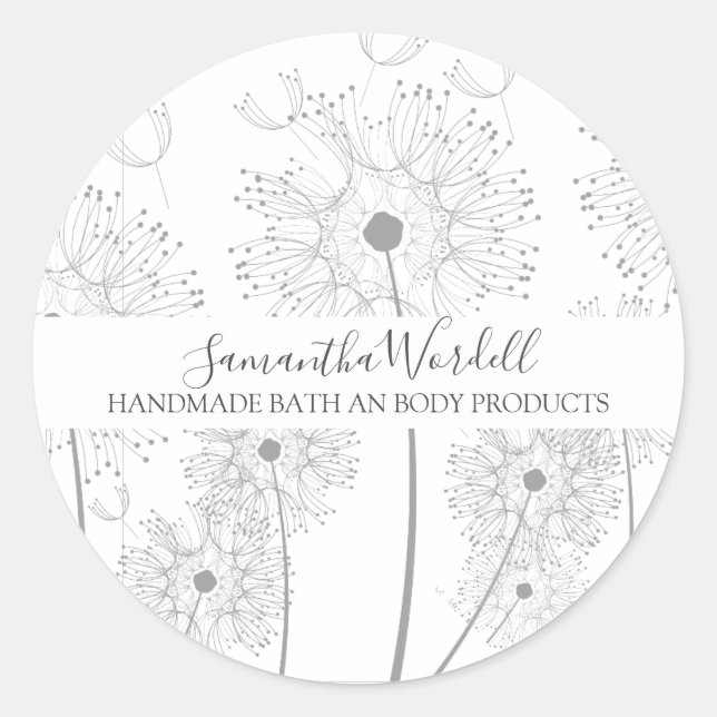 Handmade Bath Beauty Products Illustrated Flower Classic Round Sticker (Front)