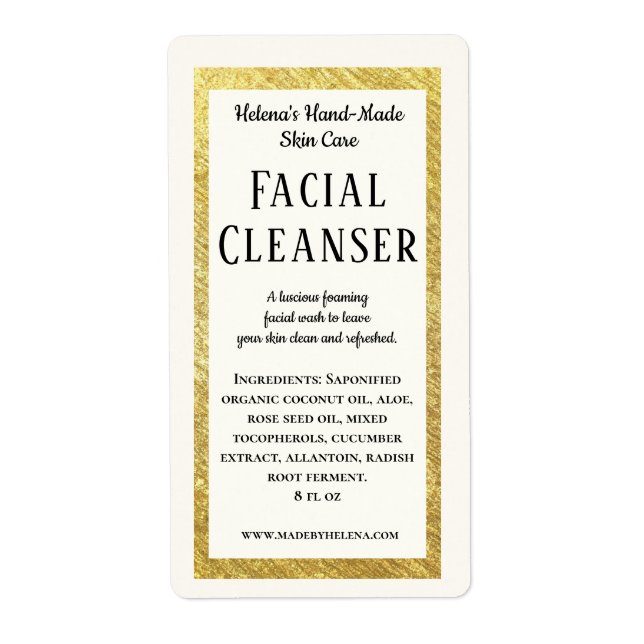 Handmade Beauty Facial Cleanser Product Label (Front)