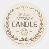 Handmade Beeswax Candle Vintage Wreath Bee Heart C