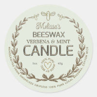 Handmade Beeswax Candle Vintage Wreath Bee Heart