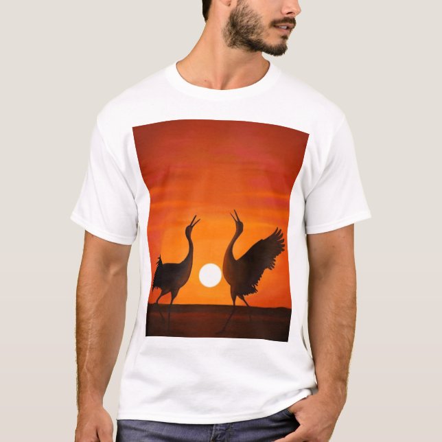 Handmade birds in sunset  T-Shirt (Front)