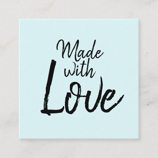 Handmade blue minimalist modern social media square business card (Front)