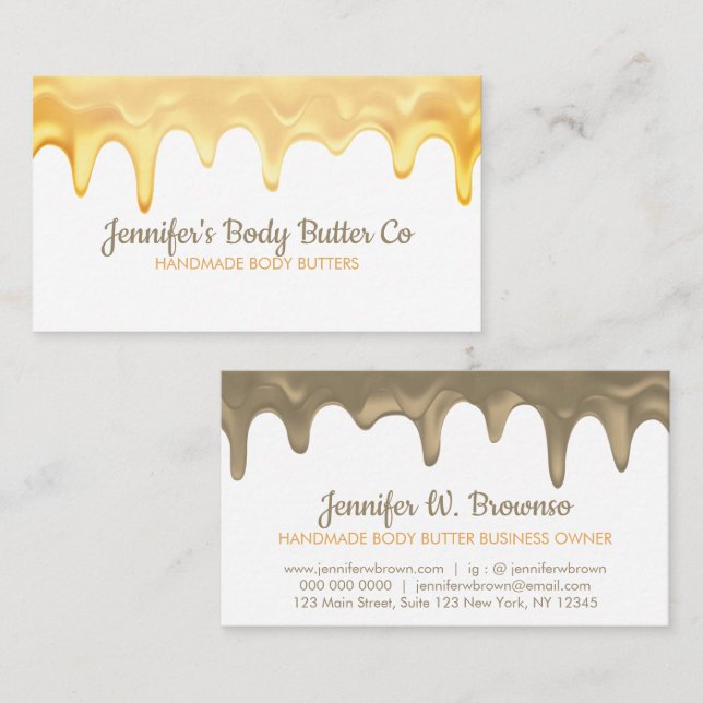 Handmade Body Butter Business Drip Business Card (Front/Back)