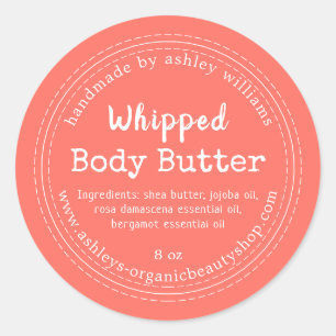 Handmade Body Butter Coral Organic Jar Label