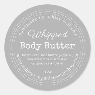 Handmade Body Butter Grey Organic Jar Label
