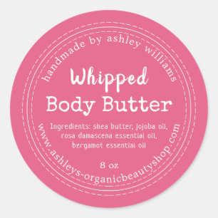 Handmade Body Butter Hot Pink Organic Jar Label