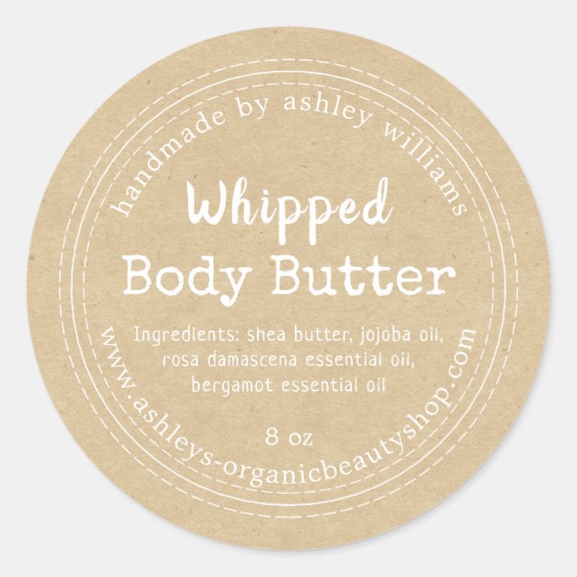 Handmade Body Butter Kraft Organic Business Label (Front)