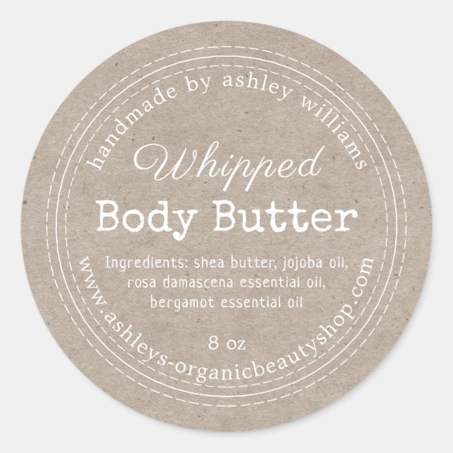 Handmade Body Butter Kraft Organic Business Label (Front)