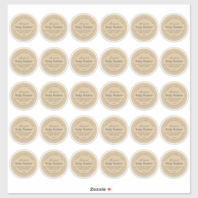 Handmade Body Butter Kraft Paper 2 inch Sticker (Sheet)