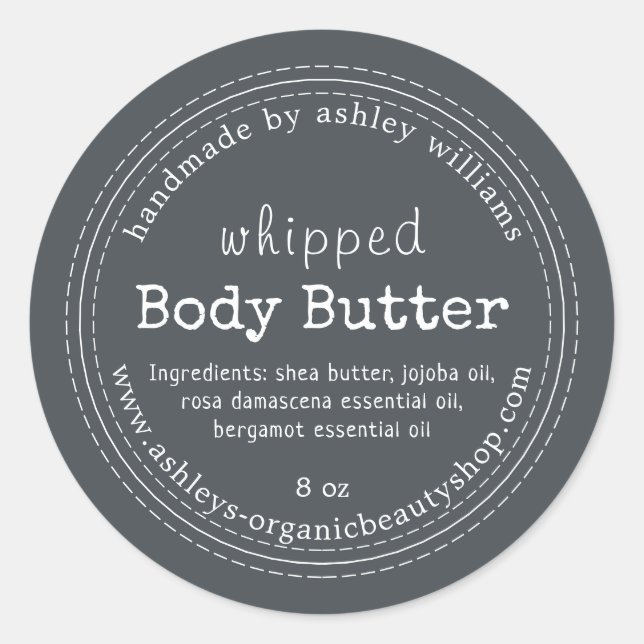 Handmade Body Butter Organic Business Black Label (Front)