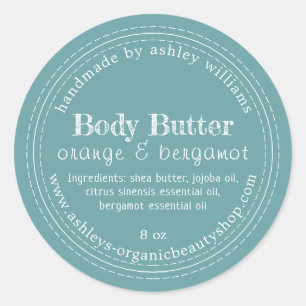 Handmade Body Butter Organic Business Blue Classic Round Sticker