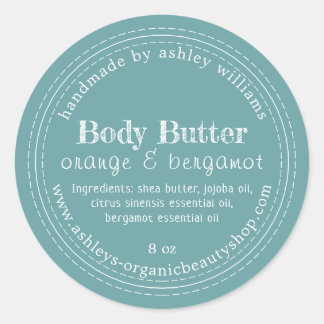 Handmade Body Butter Organic Business Blue Classic Round Sticker