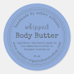 Handmade Body Butter Organic Business Blue Classic Round Sticker