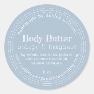 Handmade Body Butter Organic Business Blue Classic Round Sticker