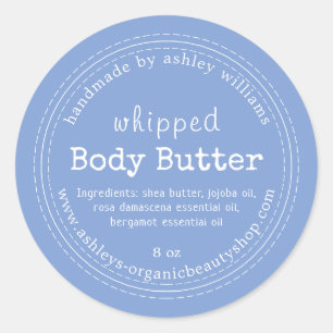 Handmade Body Butter Organic Business Blue Classic Round Sticker
