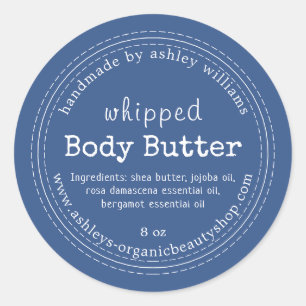 Handmade Body Butter Organic Business Classic Blue Classic Round Sticker