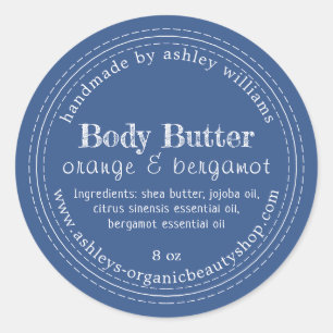 Handmade Body Butter Organic Business Classic Blue Round Sticker