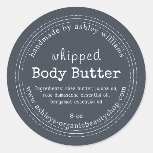 Handmade Body Butter Organic Business Dark Blue Classic Round Sticker