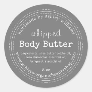 Handmade Body Butter Organic Business Dark Grey Classic Round Sticker