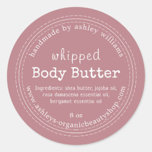 Handmade Body Butter Organic Business Dusty Rose Classic Round Sticker