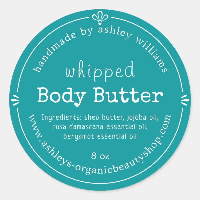 Handmade Body Butter Organic Business Green Classic Round Sticker (Front)
