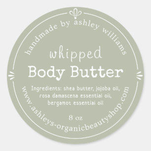 Handmade Body Butter Organic Business Green Classic Round Sticker
