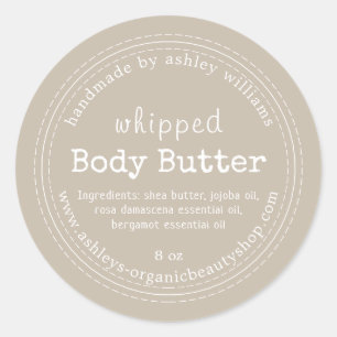 Handmade Body Butter Organic Business Grey Classic Round Sticker