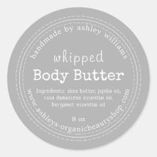 Handmade Body Butter Organic Business Grey Classic Round Sticker