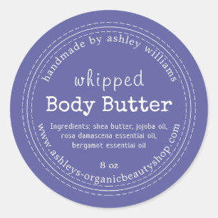 Handmade Body Butter Organic Business Iris Blue Classic Round Sticker