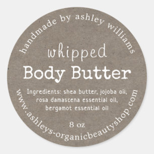Handmade Body Butter Organic Business Kraft Classic Round Sticker