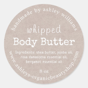 Handmade Body Butter Organic Business Kraft Classic Round Sticker