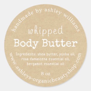 Handmade Body Butter Organic Business Kraft Classic Round Sticker