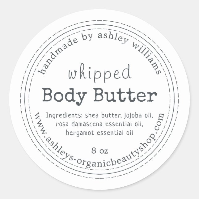 Handmade Body Butter Organic Business Label (Front)