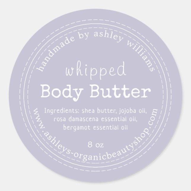 Handmade Body Butter Organic Business Lavender Classic Round Sticker (Front)