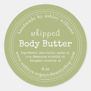 Handmade Body Butter Organic Business Leaf Green Classic Round Sticker
