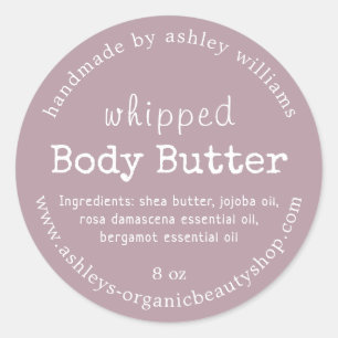Handmade Body Butter Organic Business Mauve Classic Round Sticker