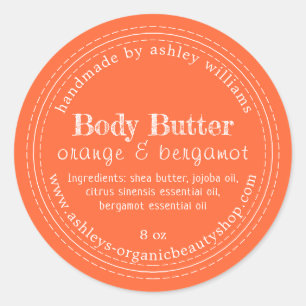 Handmade Body Butter Organic Business Orange Label
