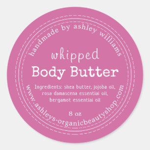 Handmade Body Butter Organic Business Pink Classic Round Sticker