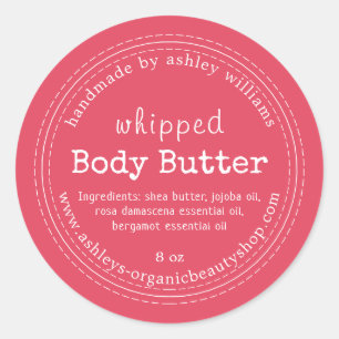 Handmade Body Butter Organic Business Pink Classic Round Sticker