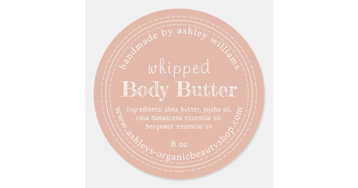 Handmade Body Butter Organic Business Pink Label Zazzle.co.uk